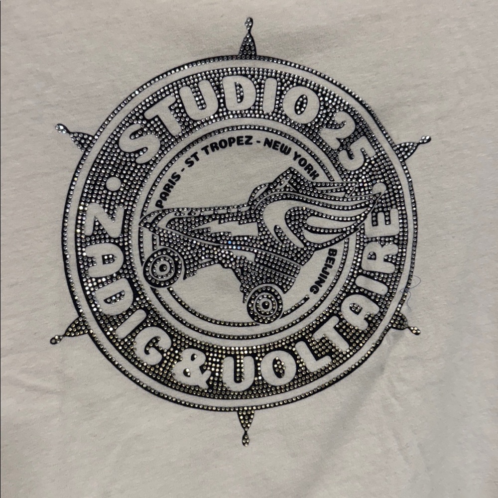 Zadig & Voltaire Rhinestone White Tee Size XS - Picture 3 of 5